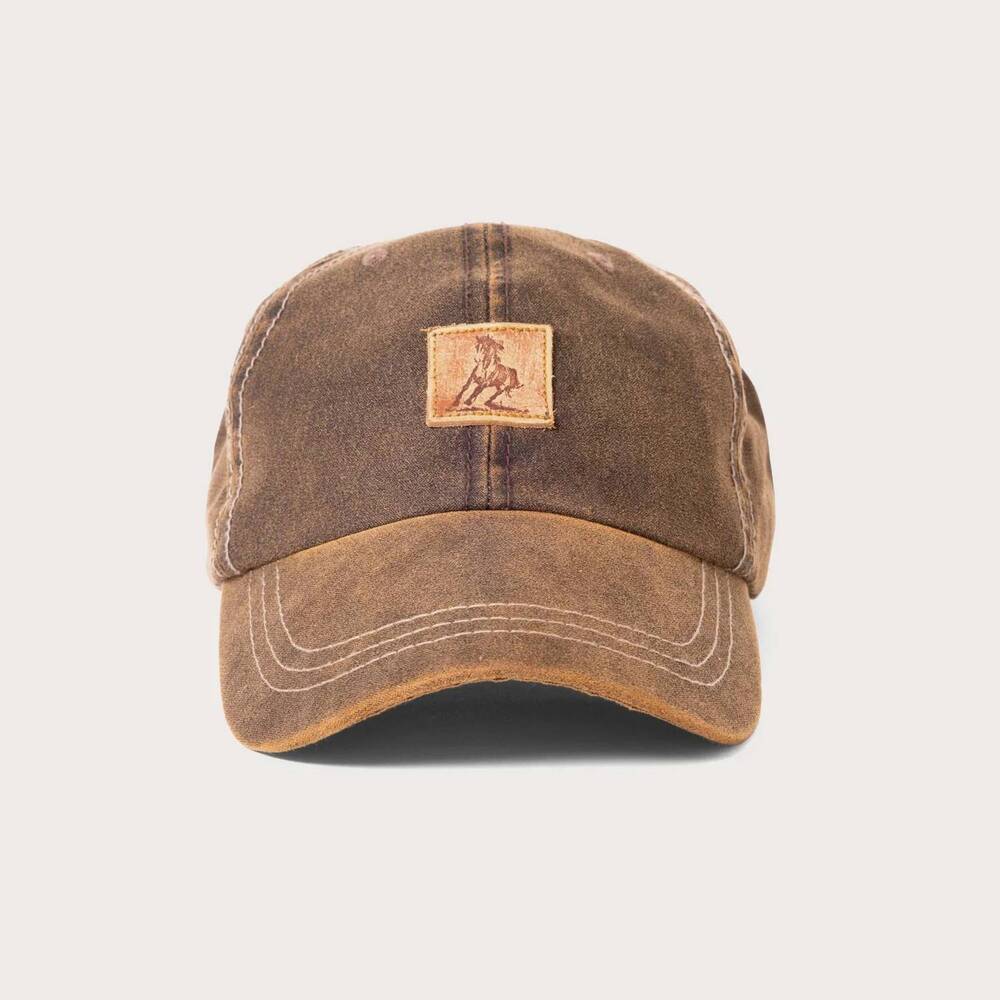 NEW ONE OF THESE DAYS unisex running horse leather patch hat in brown